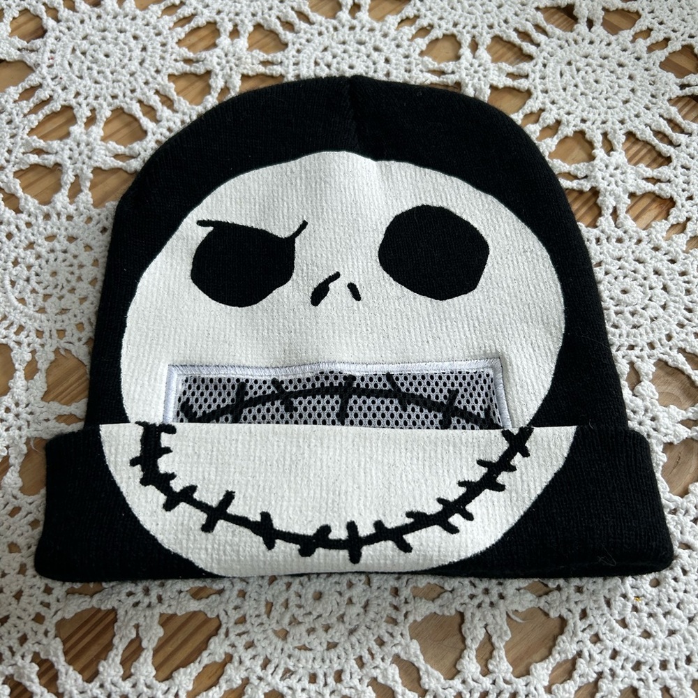 Nightmare Before Christmas Jack Skellington Beanie Hat Toboggan Mesh Mask. NWOT